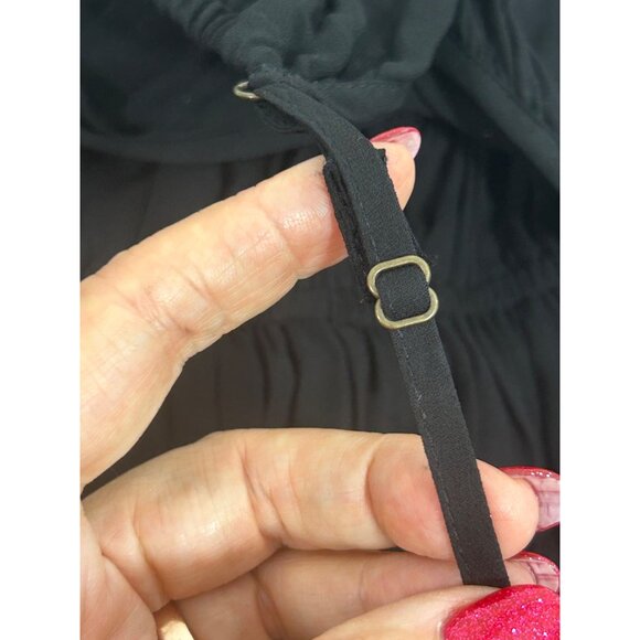 YFB Dress M Black Maxi Tiered Ruched Straps Party Cocktail V-Neck Keyhole Lined - Picture 8 of 16